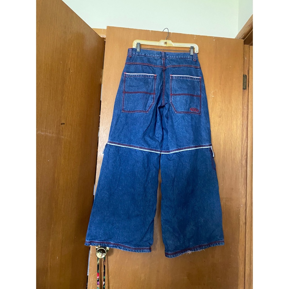 Vintage Y2K Macgirl Wide Leg Blue Contrast Stitching Jeans 3 Egirl Baggy Grunge - Picture 6 of 8